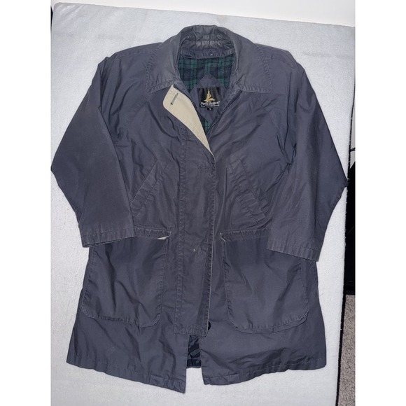 Misty‎ Harbor Men's Jacket Canvas Work Chore Barn Blue Plaid Lined Size S - Picture 1 of 5